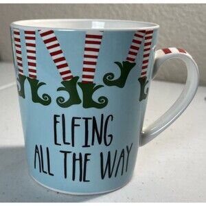 Pier One Holiday Mug Christmas Elfing All The Way Ceramic 18 Oz Elves Pier 1